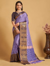 Lavender color cotton silk saree with woven design