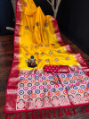 Yellow color dola silk saree with zari weaving work