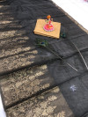 Black color soft assam silk saree with zari weaving work