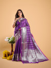 Purple color Banarasi silk  saree with zari weaving work