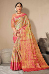 Rani pink color kanchipurm silk saree with zari weaving work