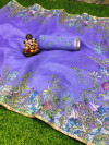 Light purple color organza silk saree with digital printed work