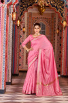 Pink color soft cotton saree with weaving work