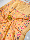 Peach color Banarasi silk  saree with zari weaving work