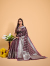 Brown color Banarasi silk saree with zari weaving work