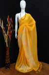 Yellow color soft georgette saree with foil printed work