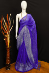 Royal blue color soft georgette saree with foil printed work