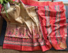 Red color tussar silk saree with digital  printed work