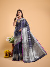 Navy blue color Banarasi silk  saree with zari weaving work