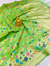 Parrot green color Banarasi silk saree with zari weaving work