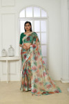Multi color soft organza silk saree with digital printed work