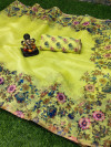 Lemon yellow color organza silk saree with digital printed work
