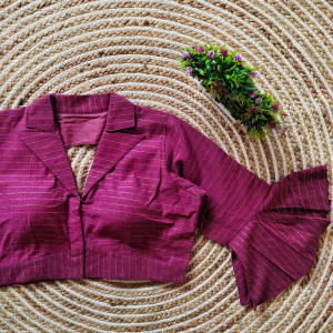 Rani pink color pure cotton stylish collar blouse