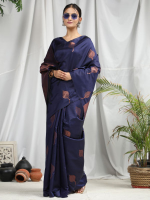Nany blue color soft silk saree with zari weaving work