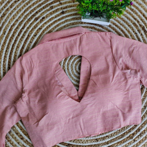 Baby pink color pure cotton stylish collar blouse