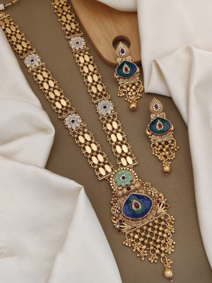 Fancy Brass Gold-plated Long Necklace Set