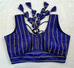 Royal blue color designer ready made sequence work blouse