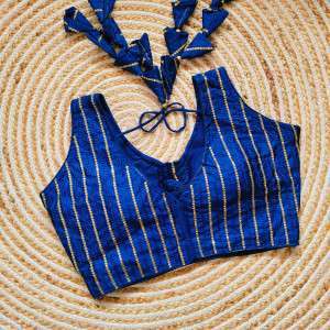 Royal blue color designer ready made sequence work blouse