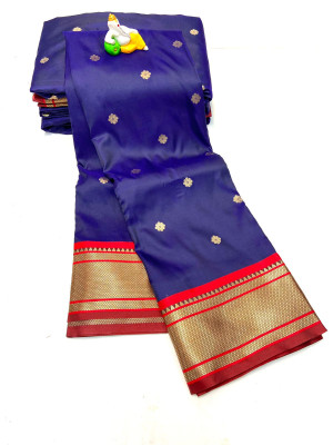 Navy blue color paithani silk saree with zari  weaving work