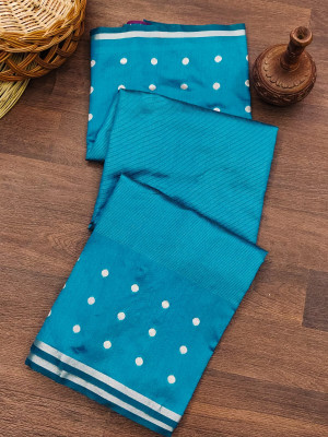 Firoji color soft cotton saree with woven design