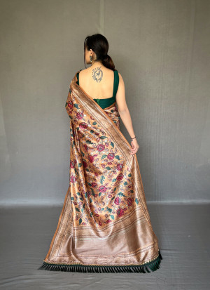 Yellow color soft cotton silk saree with digital printed work