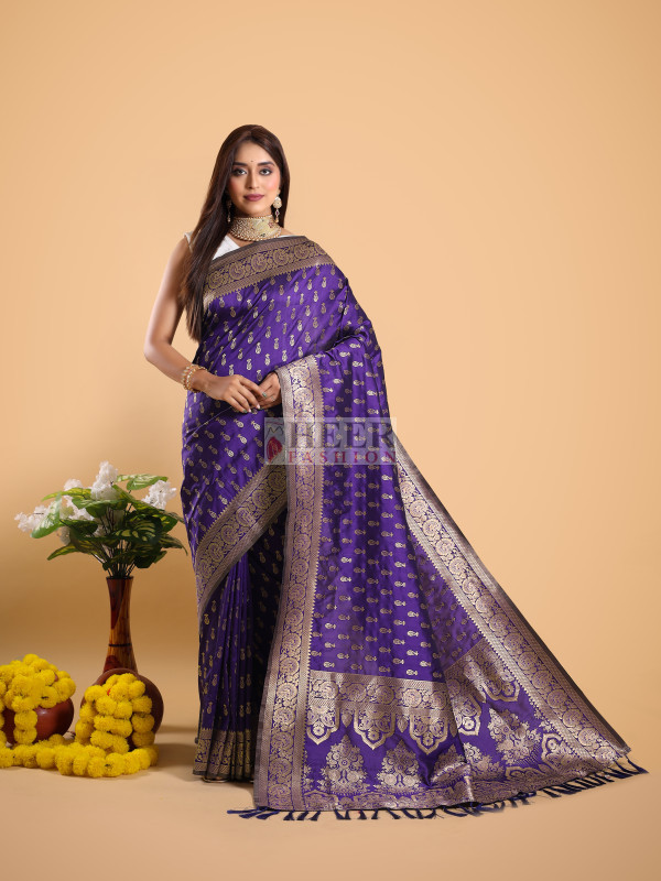 Paramount Purple Art Banarasi Silk Saree