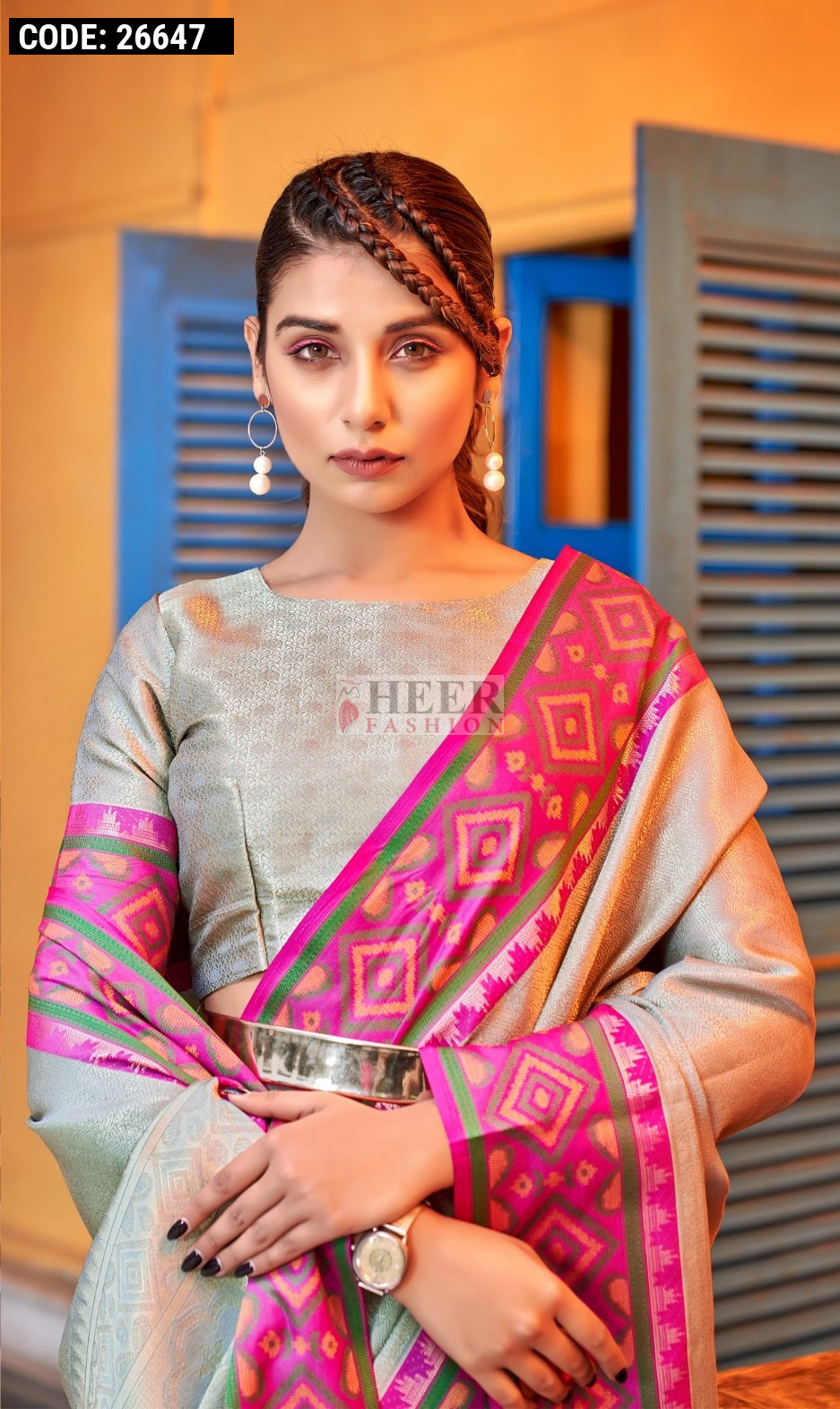 Gray Color Kanchipuram Silk Saree With Zari Weaving Work gray-color-kanchipuram-silk-saree-with-zari-weaving-work