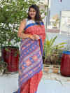 Red color soft cotton saree with block printed work