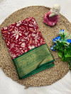 Red color soft dola silk saree with jacquard border