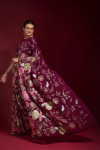 Wine color designer georgette saree with sequance embroidery work