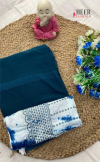 Firoji color soft plain georgette saree with shibori printed blouse