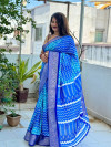 Multi color soft dola silk saree with sibori printed