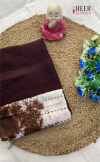 Brown color soft plain georgette saree with shibori printed blouse