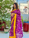 Magenta color soft dola silk saree with jacquard border
