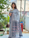 Gray color soft cotton saree with digital printed work