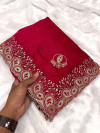Pink color vichitra silk saree with beautiful cutwork & embroidery border