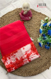 Gajari color soft plain georgette saree with shibori printed blouse