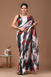 Multi color linen cotton saree with shibori printed work