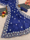Royal blue color designer crepe silk saree with embroidery & sequence work