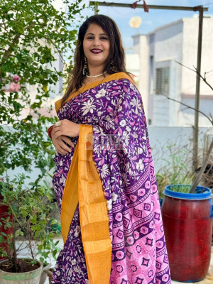 Purple color soft dola silk saree with jacquard border