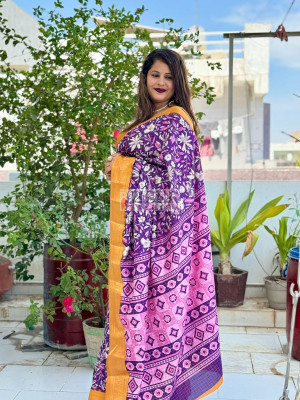 Purple color soft dola silk saree with jacquard border