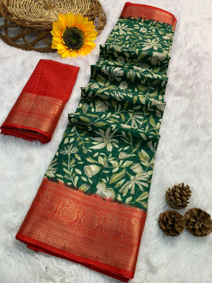 Green color soft dola silk saree with jacquard border