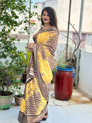 Multi color soft dola silk saree with shibori printed
