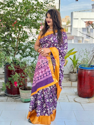 Purple color soft dola silk saree with jacquard border