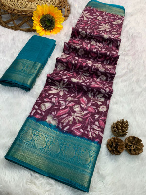 Magenta color soft dola silk saree with jacquard border