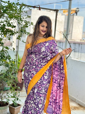 Purple color soft dola silk saree with jacquard border