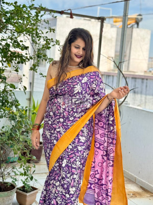 Purple color soft dola silk saree with jacquard border