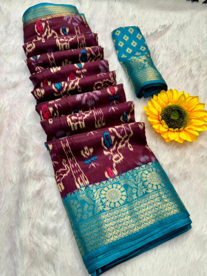 Magenta color soft dola silk saree with patola printed work