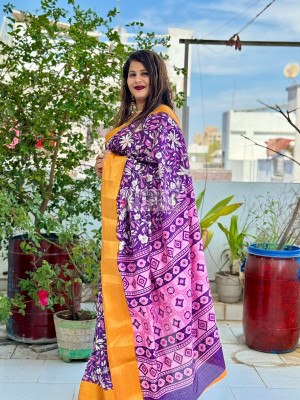 Purple color soft dola silk saree with jacquard border