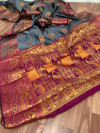 Gray color Pure Banarasi  weaving work saree
